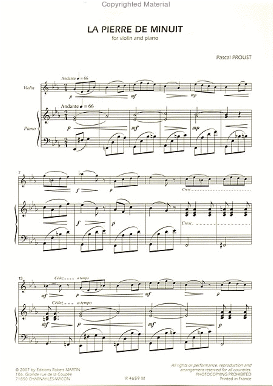 La Pierre de minuit , pour violon Piano Accompaniment scores gallery preview page 2