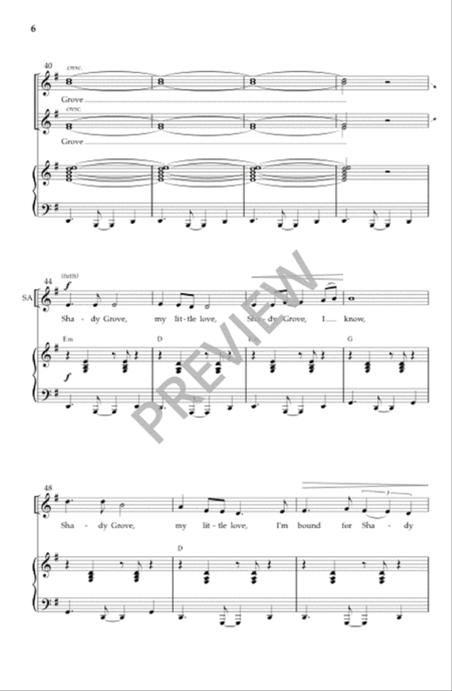 Shady Grove (Vocal Score) SSA scores gallery preview page 7