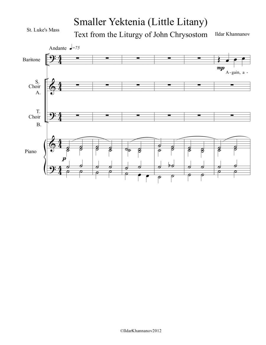 Yekteniya Malaya (People's Prayer) 4-Part scores gallery preview page 1