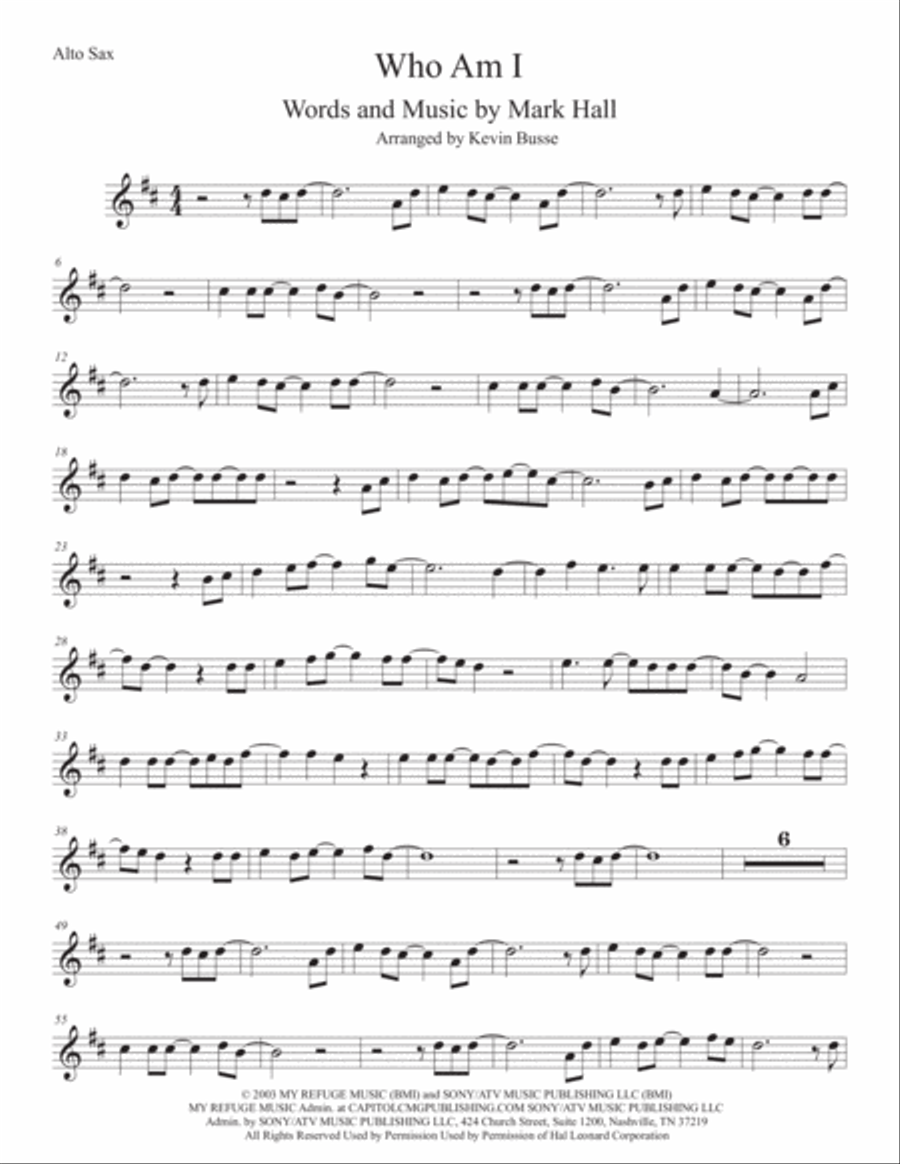 Who Am I Who Am I Alto Saxophone scores gallery preview page 1