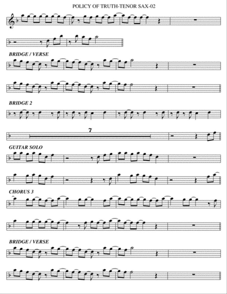 Policy Of Truth Policy Of Truth Tenor Saxophone scores gallery preview page 2