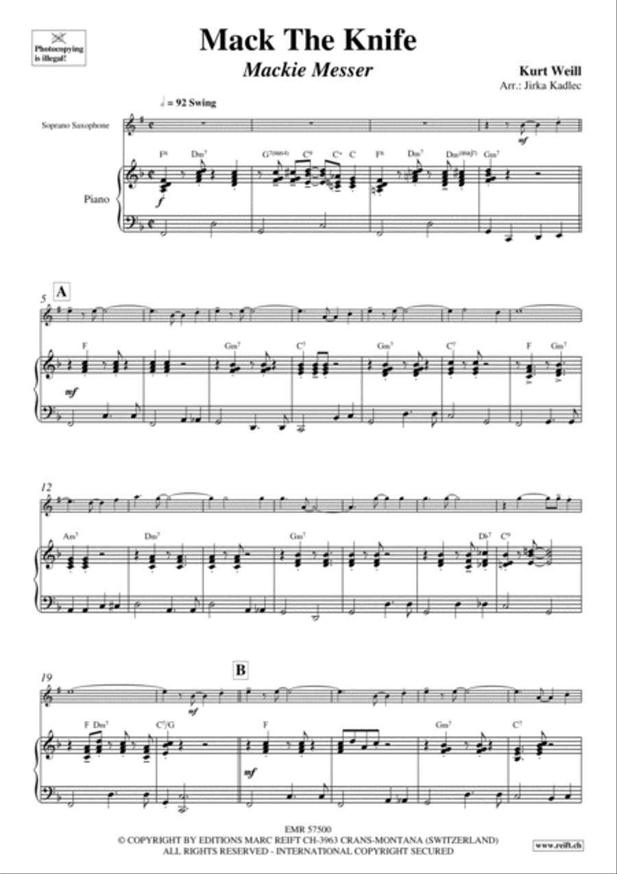 Mack The Knife Soprano Saxophone scores gallery preview page 4