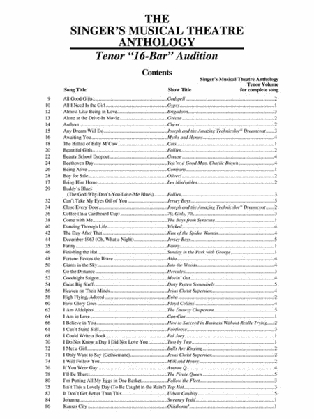The Singer's Musical Theatre Anthology - 16-Bar Audition