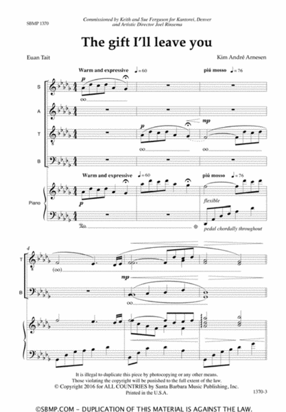 The gift I'll leave you - SATB divisi Octavo image number null