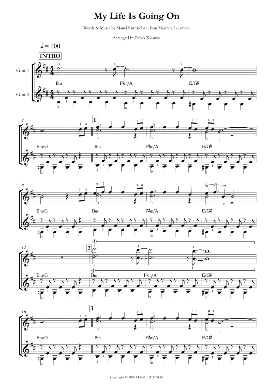 La Casa De Papel (my Life Is Going On) Guitar scores gallery preview page 1