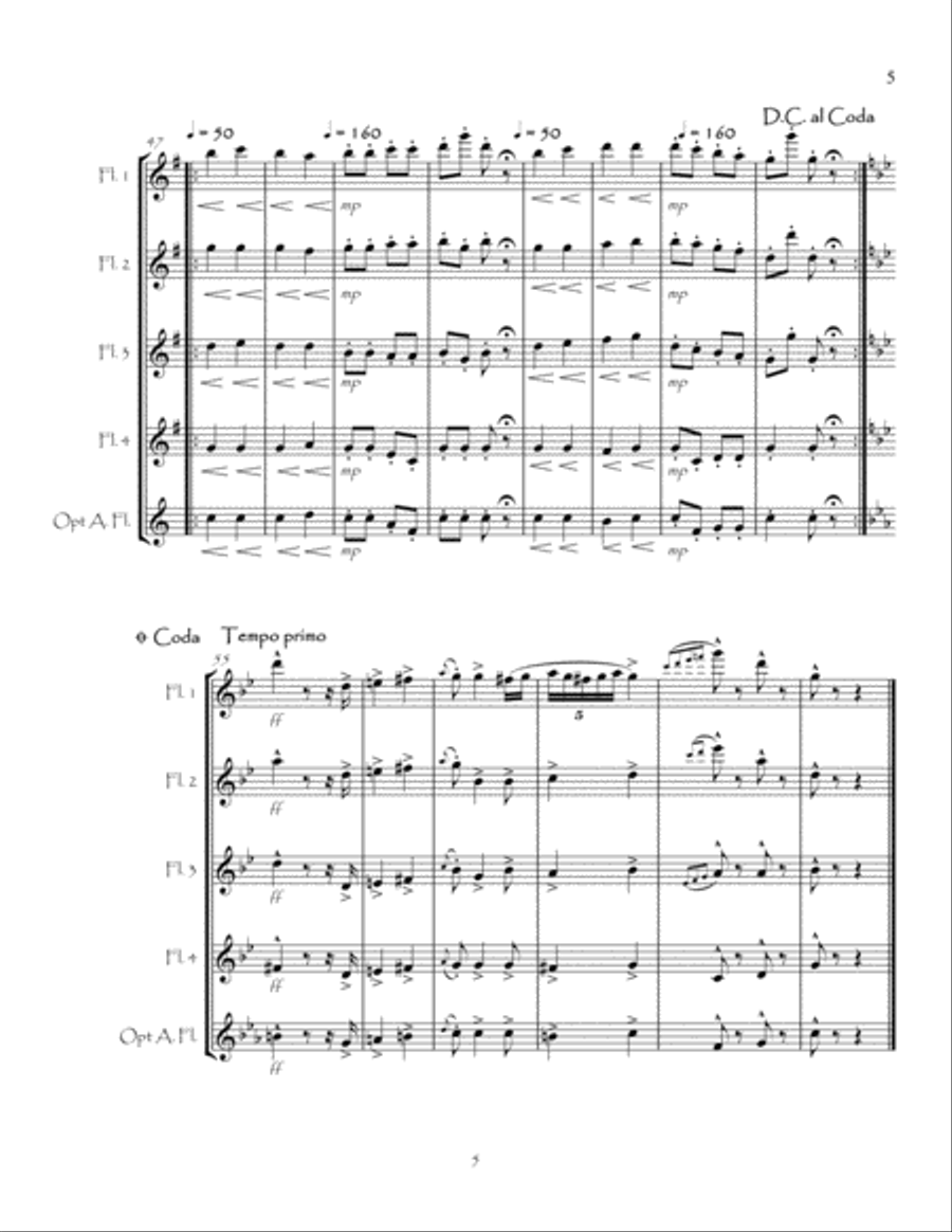 Hungarian Dance No5 for Flute Quartet Hungarian Dance No5 for Flute Quartet Flute Quartet scores gallery preview page 6