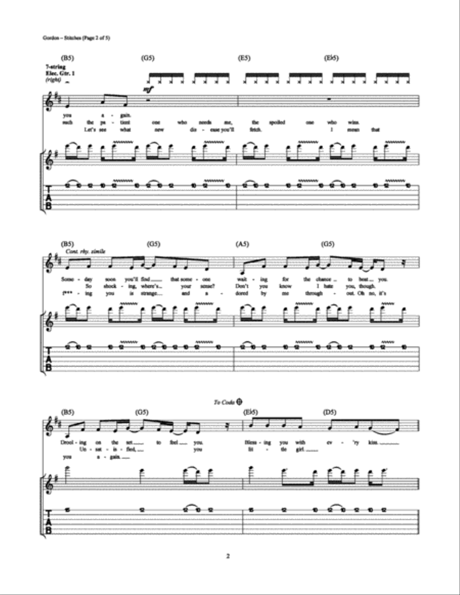 Stitches Stitches Electric Guitar scores gallery preview page 2