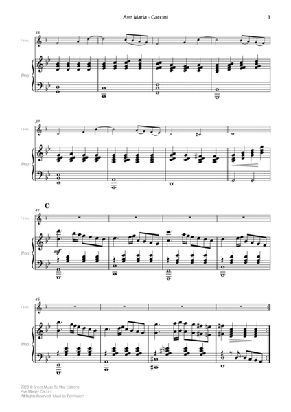 Caccini - Ave Maria - French Horn and Piano (Full Score and Parts) image number null