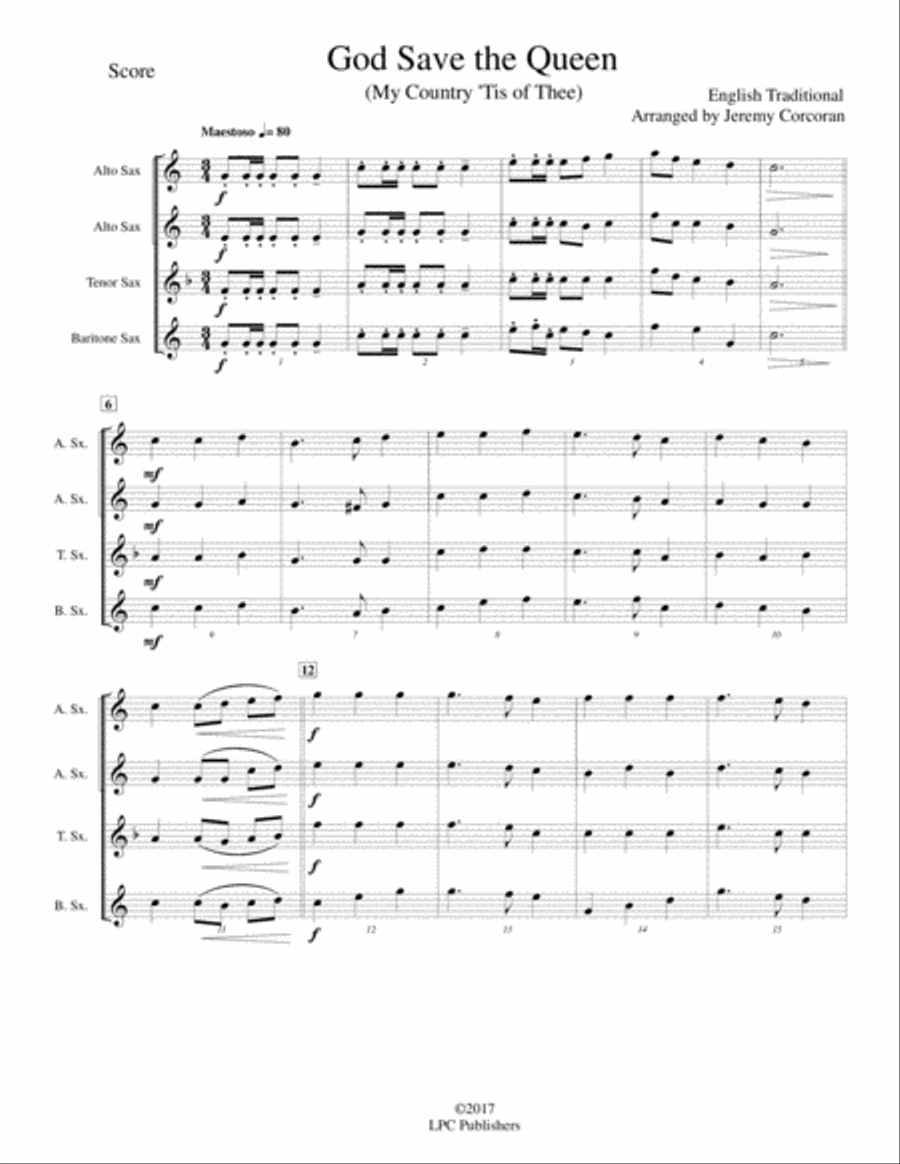 God Save the Queen (My Country Tis of Thee) Woodwind Quartet scores gallery preview page 3