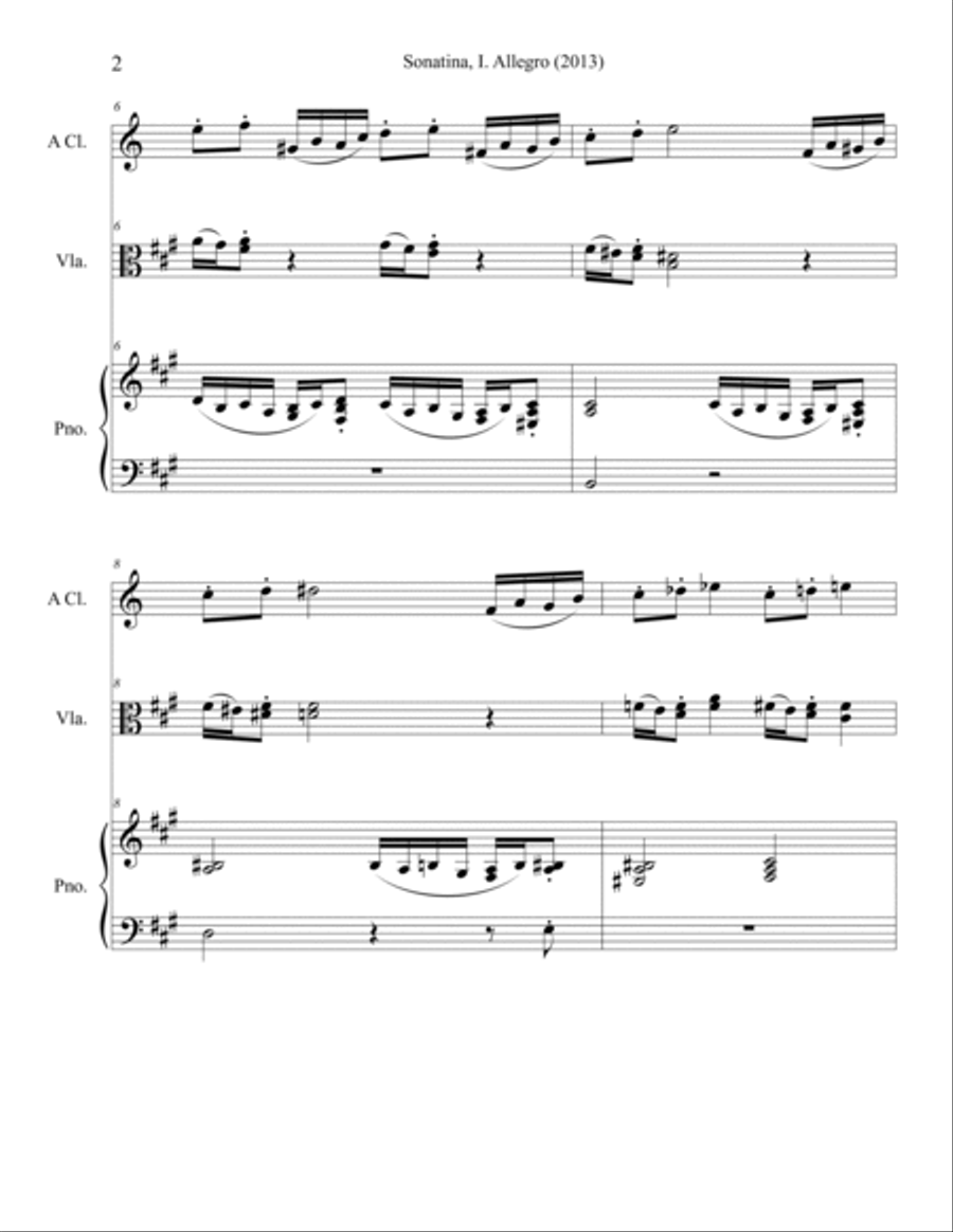 Sonatina for Clarinet, Viola and Piano (2013) Small Ensemble scores gallery preview page 2