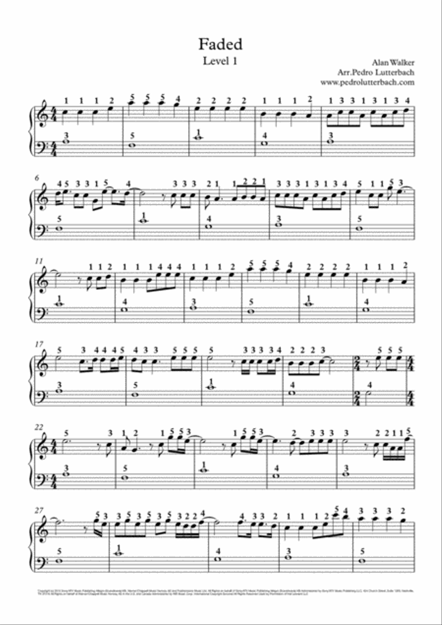 Faded Faded Easy Piano scores gallery preview page 1