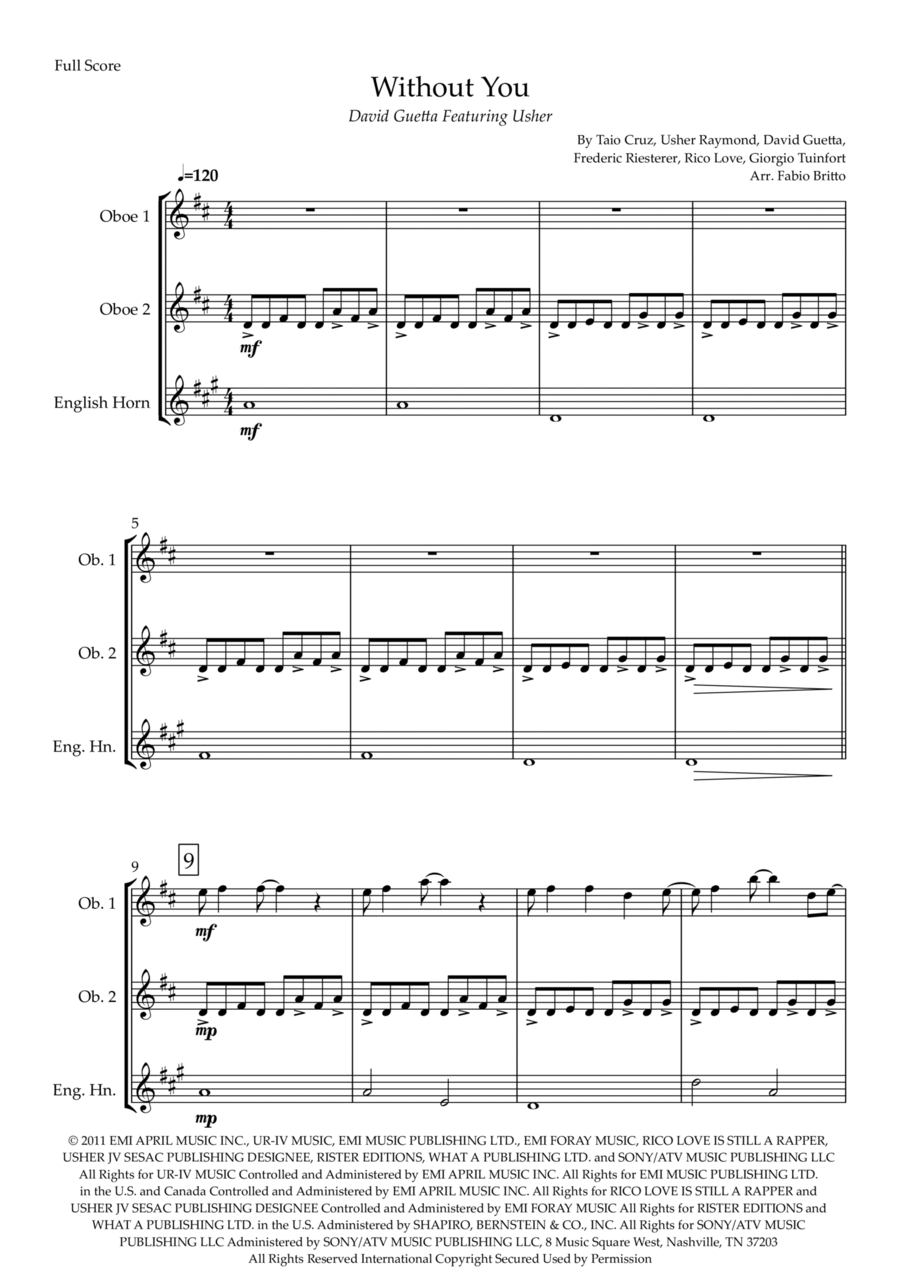 Without You Woodwind Trio scores gallery preview page 1