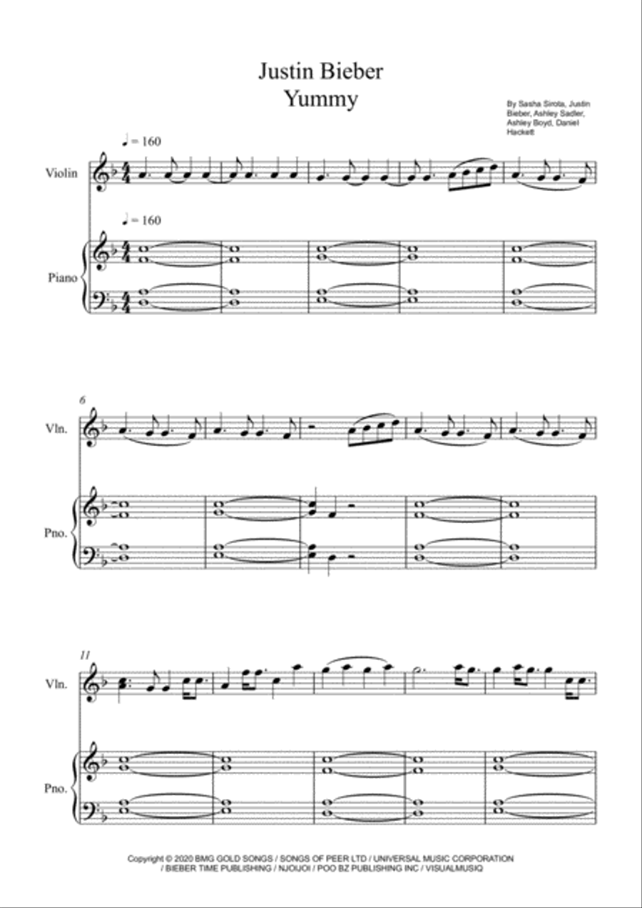 Yummy Yummy Violin Solo scores gallery preview page 1