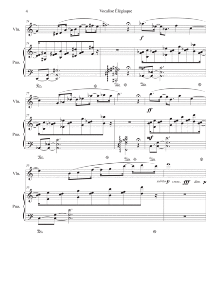 Vocalise Élégiaque for Violin and Piano (2016) Violin Solo scores gallery preview page 4