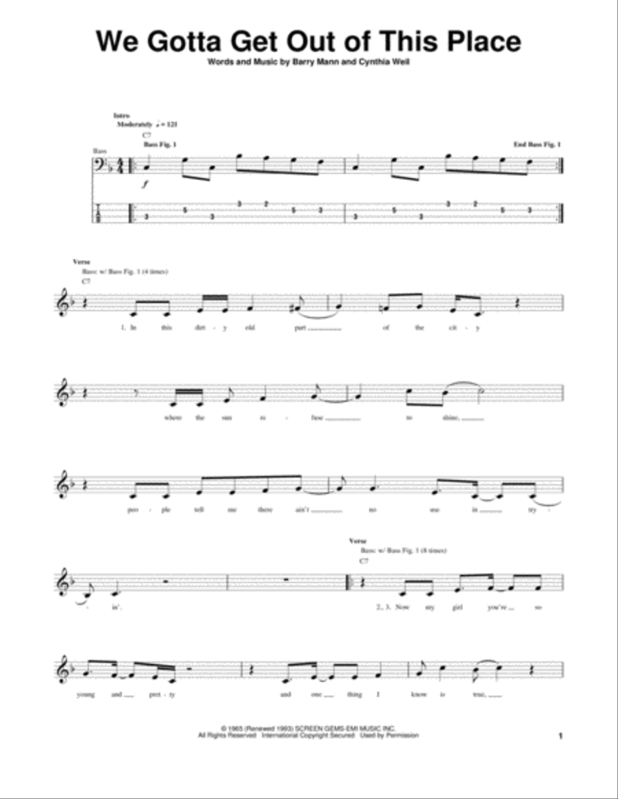 We Gotta Get Out Of This Place Guitar Tablature scores gallery preview page 1
