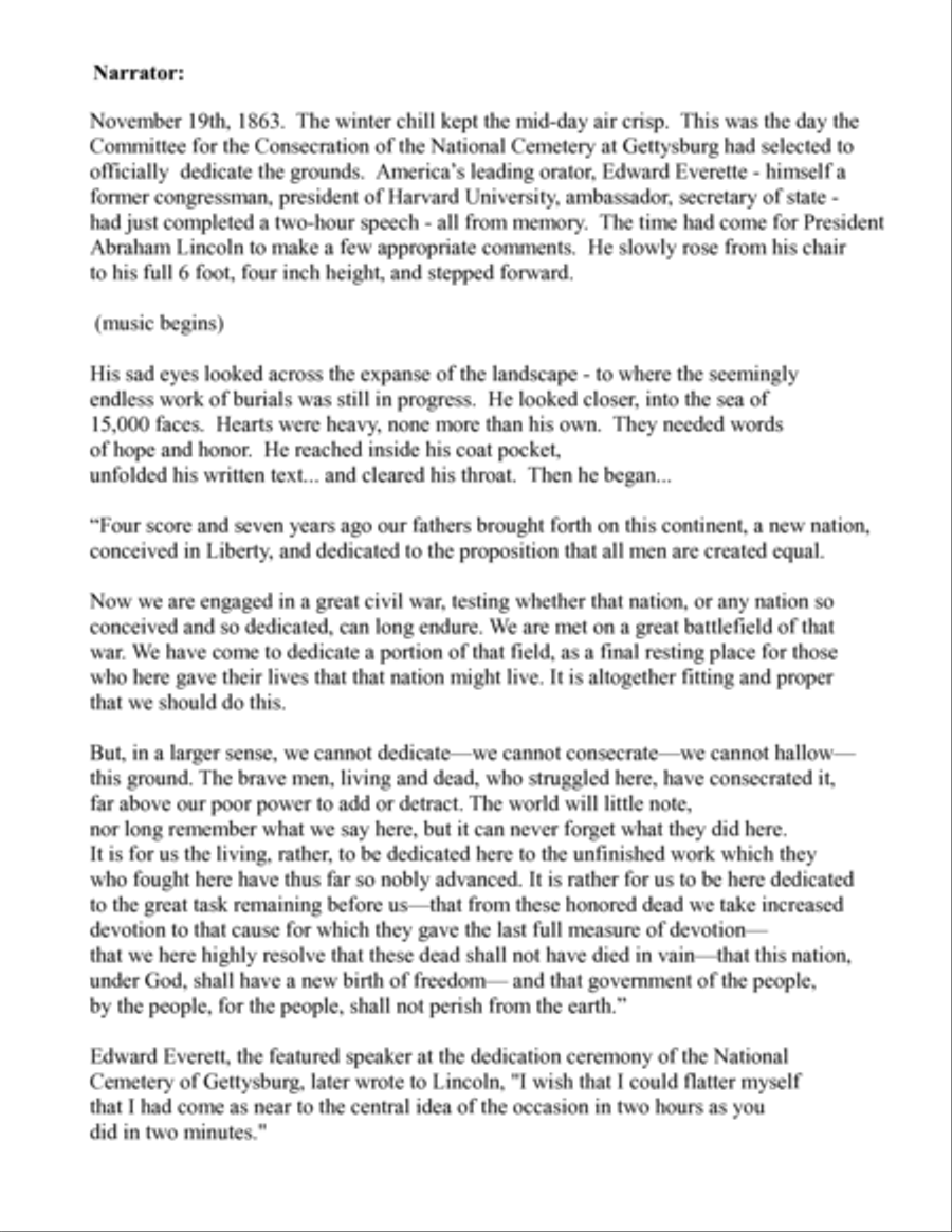 REMEMBERING GETTYSBURG for Narrator and String Ensemble Small Ensemble scores gallery preview page 2