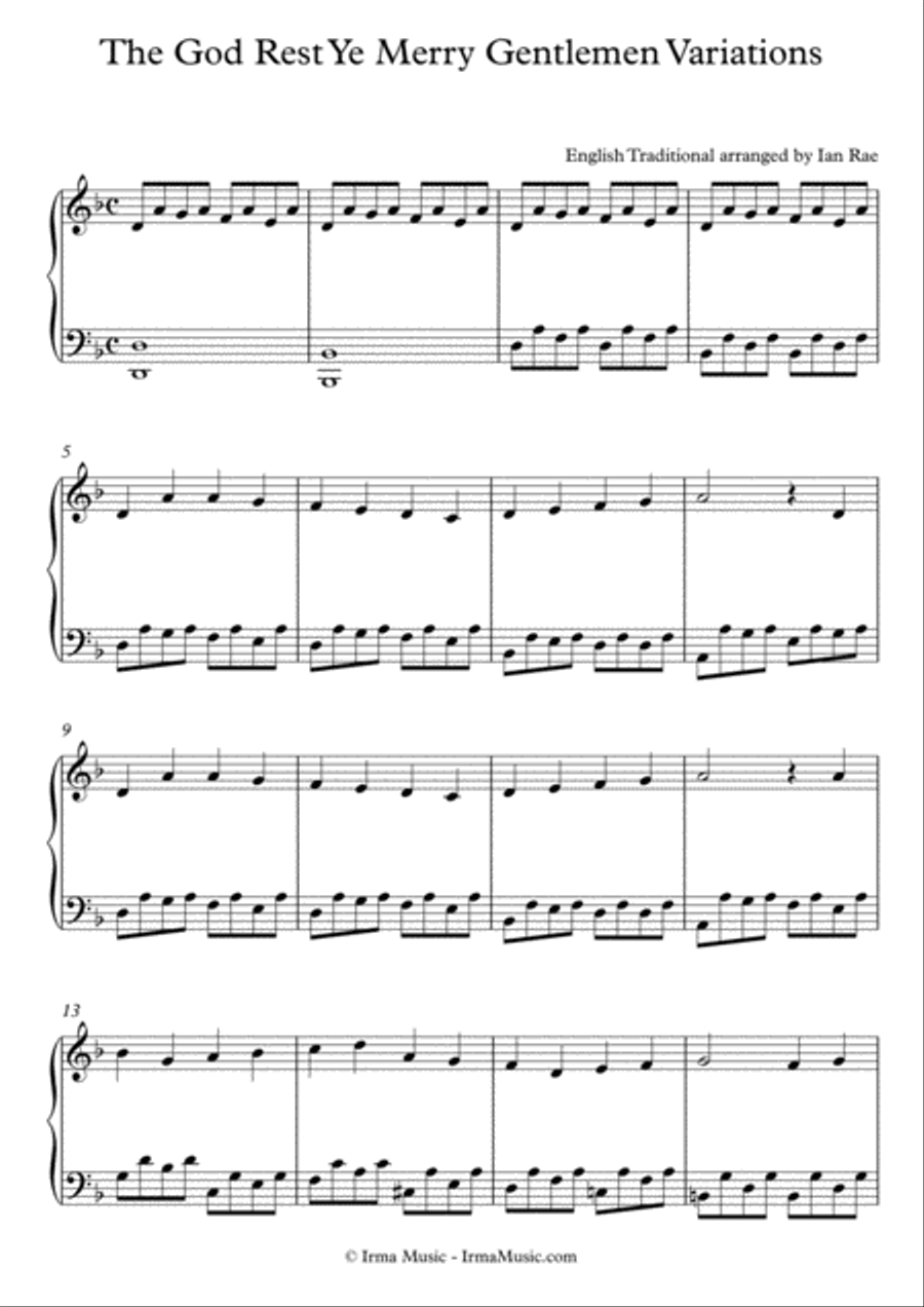 The God Rest Ye Merry Gentlemen Variations Piano Solo scores gallery preview page 1