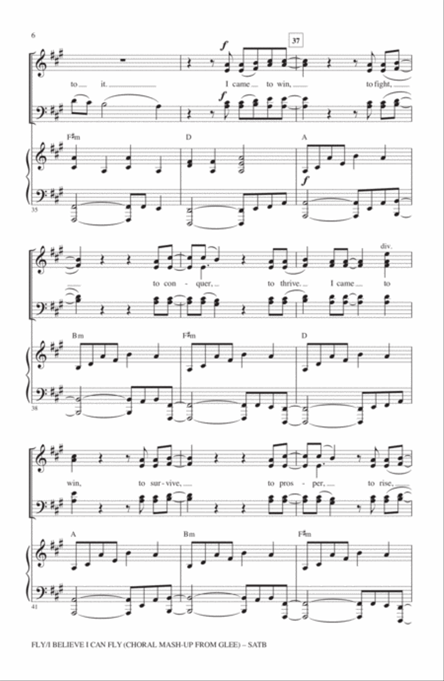 Fly / I Believe I Can Fly (Choral Mash-up from Glee) (ed. Mark Brymer) 4-Part scores gallery preview page 5