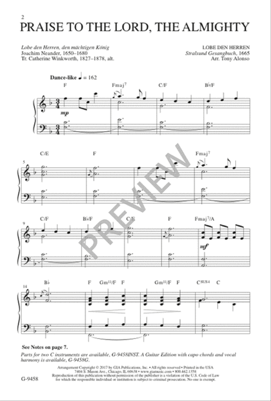 Praise to the Lord, the Almighty 3-Part scores gallery preview page 3