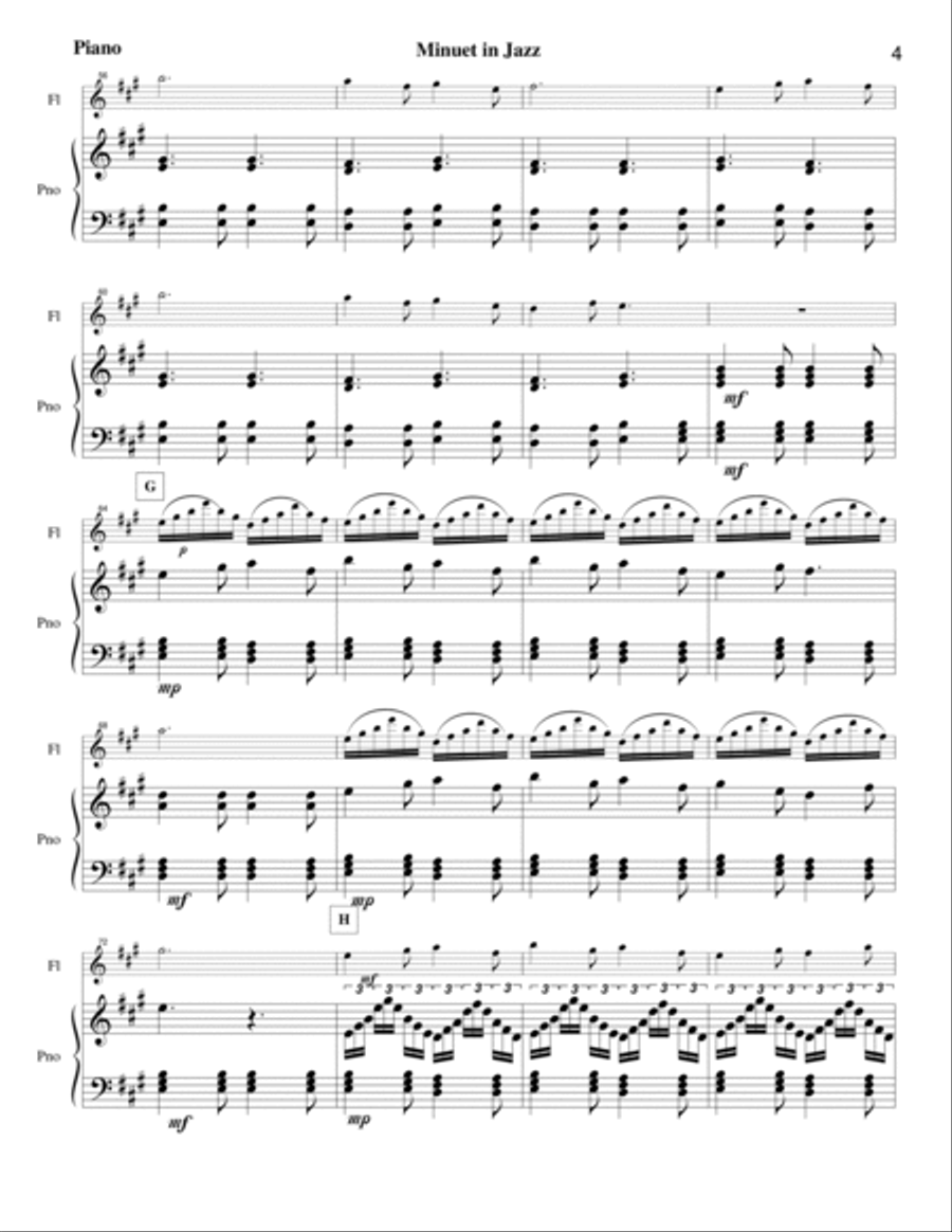 Minuet in Jazz for Flute and Piano Flute Solo scores gallery preview page 5