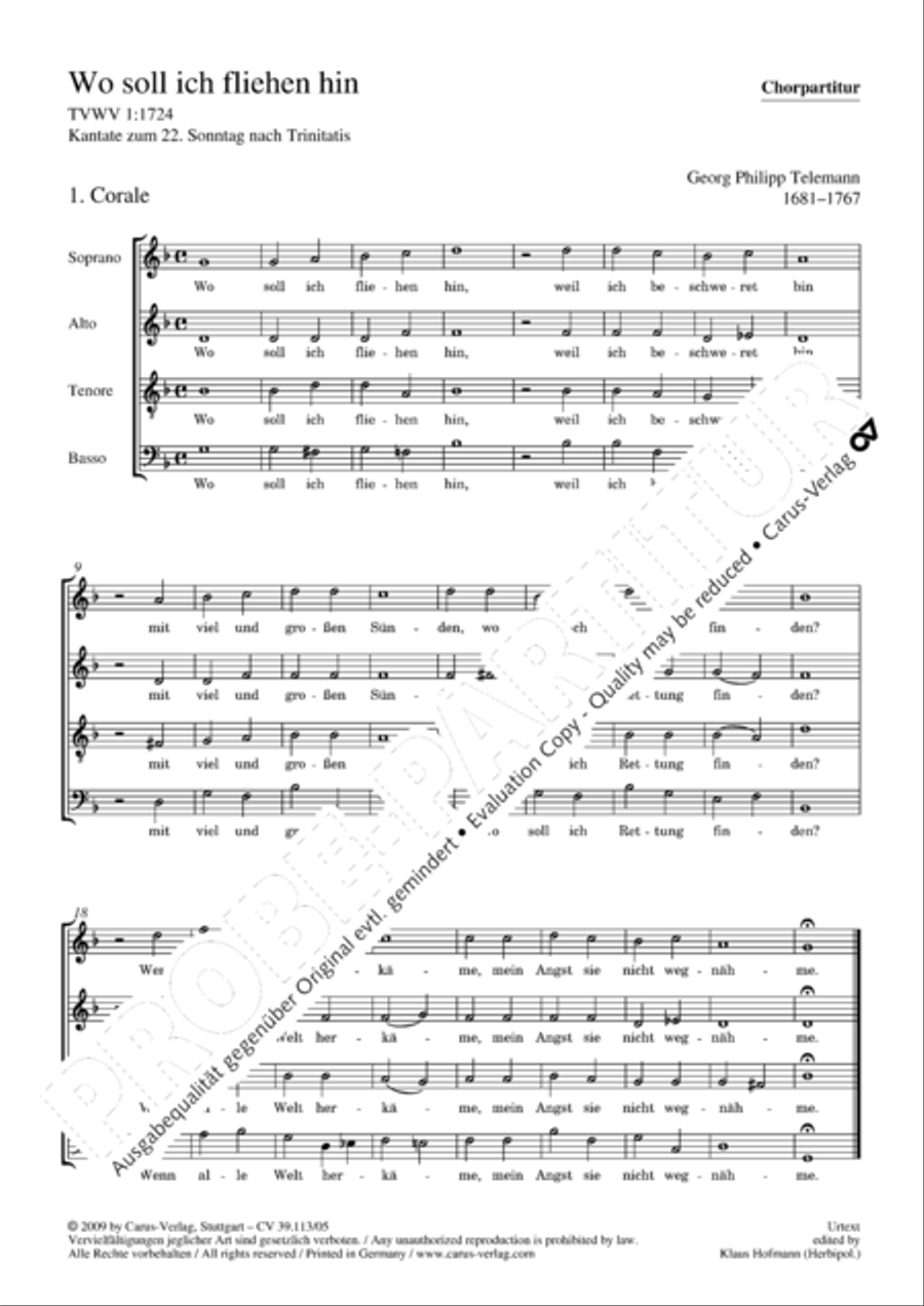 O where shall I now go (Wo soll ich fliehen hin) 4-Part scores gallery preview page 2