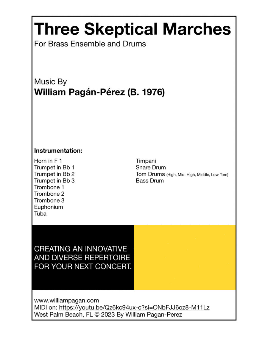 Three Skeptical Marches For Brass Ensemble and Drums Brass Ensemble - Digital Sheet Music
