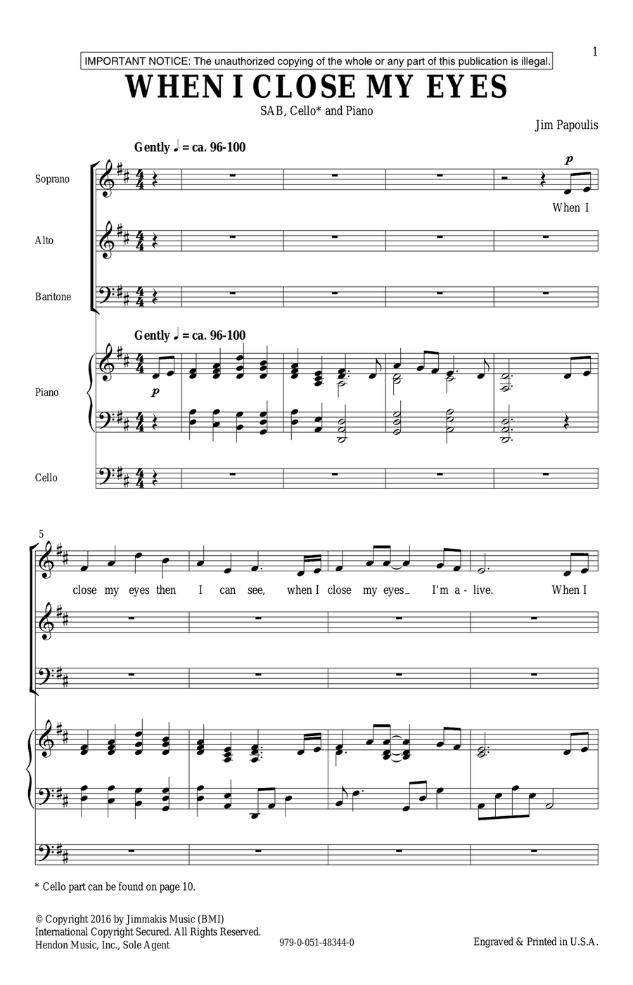 When I Close My Eyes When I Close My Eyes 3-Part scores gallery preview page 1