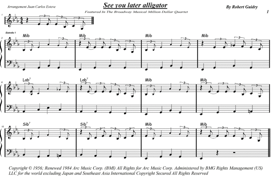 See You Later, Alligator See You Later, Alligator Piano Solo scores gallery preview page 1