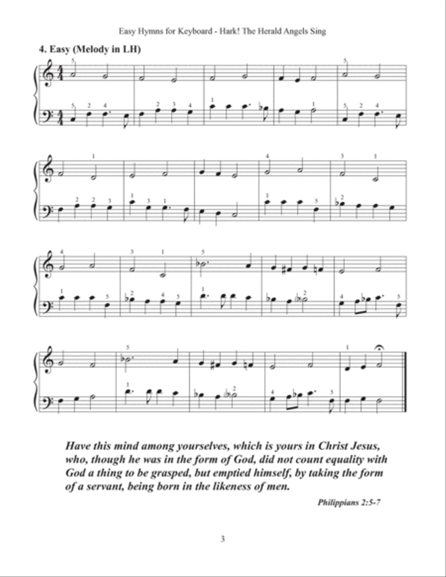 Hark! The Herald Angels Sing (Easy Hymns for Keyboard) Piano Method scores gallery preview page 5