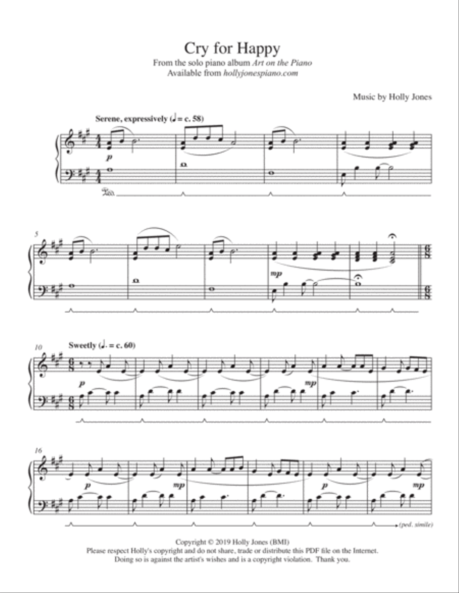 Cry for Happy Piano Solo scores gallery preview page 1