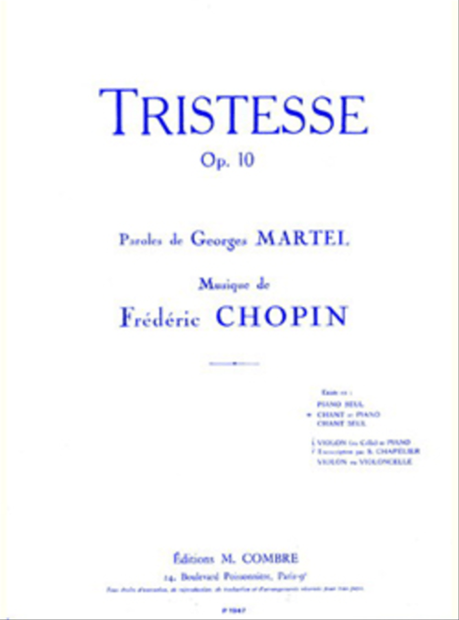Tristesse Op. 10 No. 3 Voice Solo scores gallery preview page 1