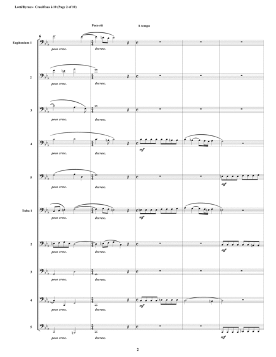 Crucifixus a 10 by Antonio Lotti (Euphonium-Tuba Choir) Crucifixus a 10 by Antonio Lotti (Euphonium-Tuba Choir) Brass Ensemble scores gallery preview page 2