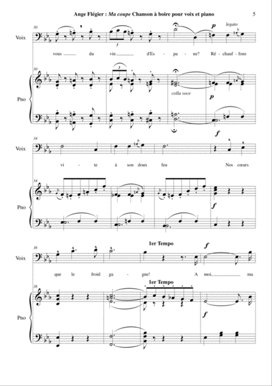Ange Flégier: Ma coupe for baritone voice and piano Baritone Voice scores gallery preview page 5