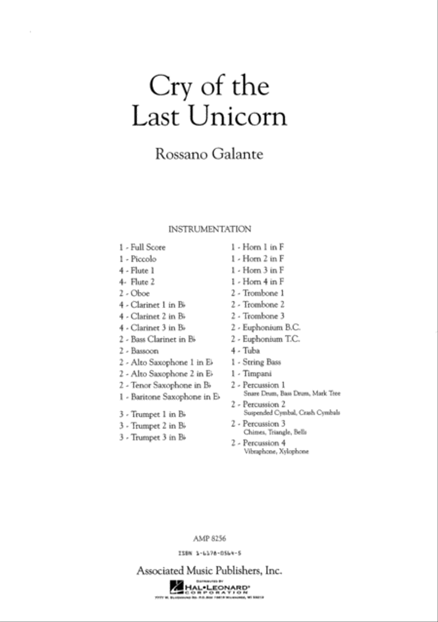 Cry of the Last Unicorn Concert Band scores gallery preview page 2