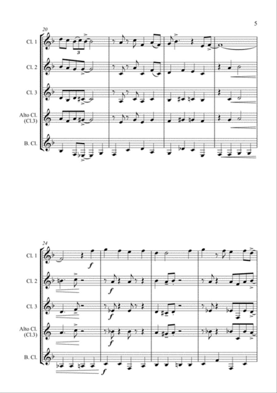 Santa Claus Is Comin' To Town Clarinet Quartet scores gallery preview page 5