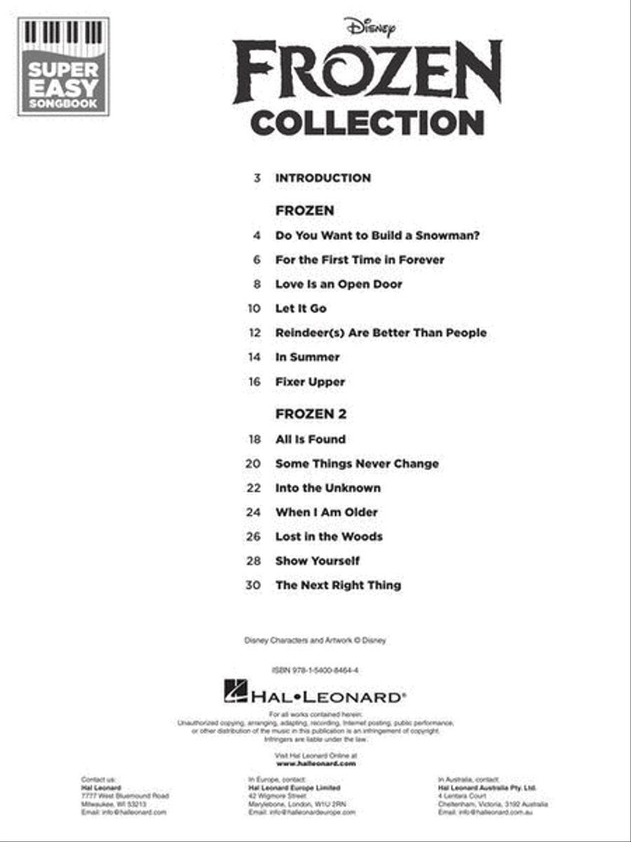 Frozen Collection – Super Easy Songbook Easy Piano scores gallery preview page 4