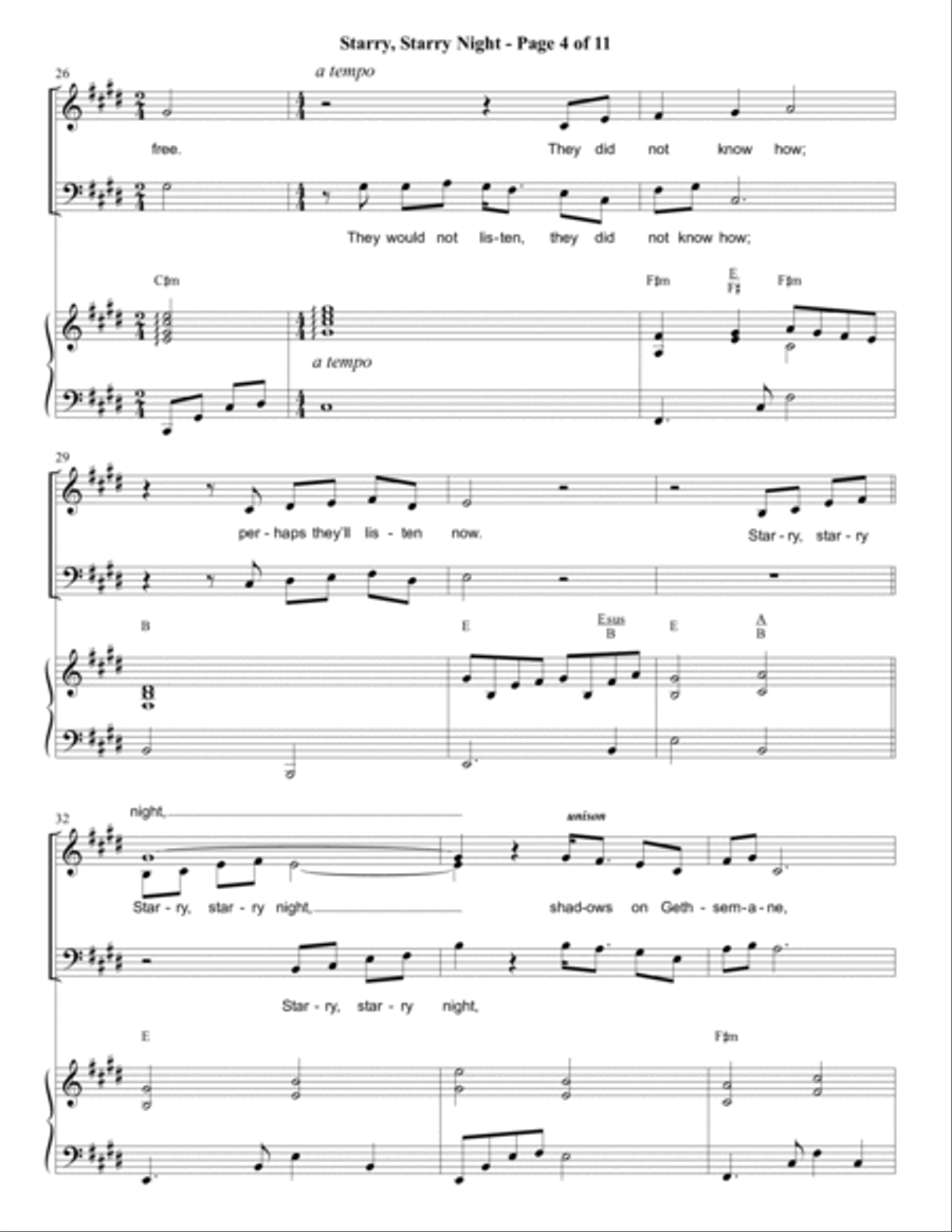 Starry, Starry Night 4-Part scores gallery preview page 4