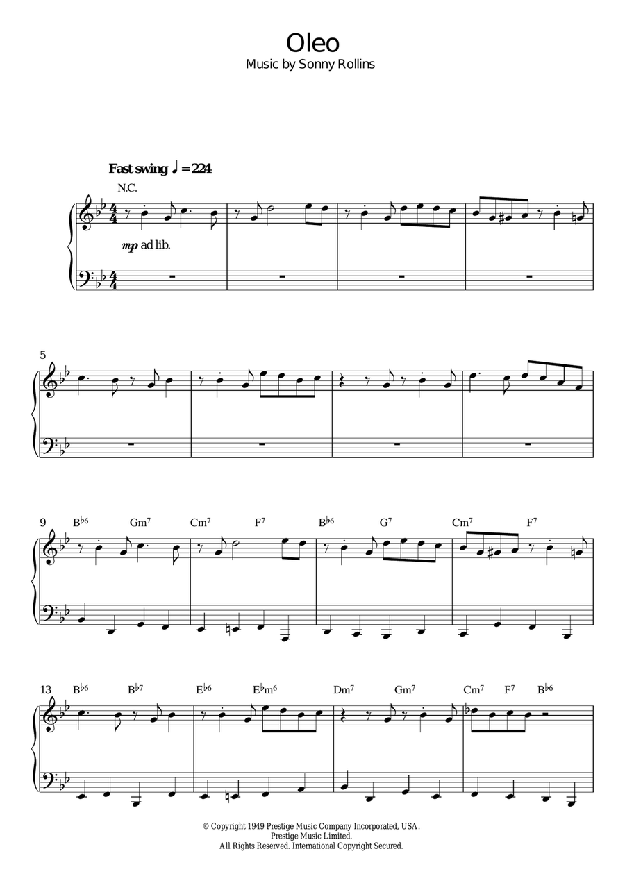 Oleo Piano Solo scores gallery preview page 1