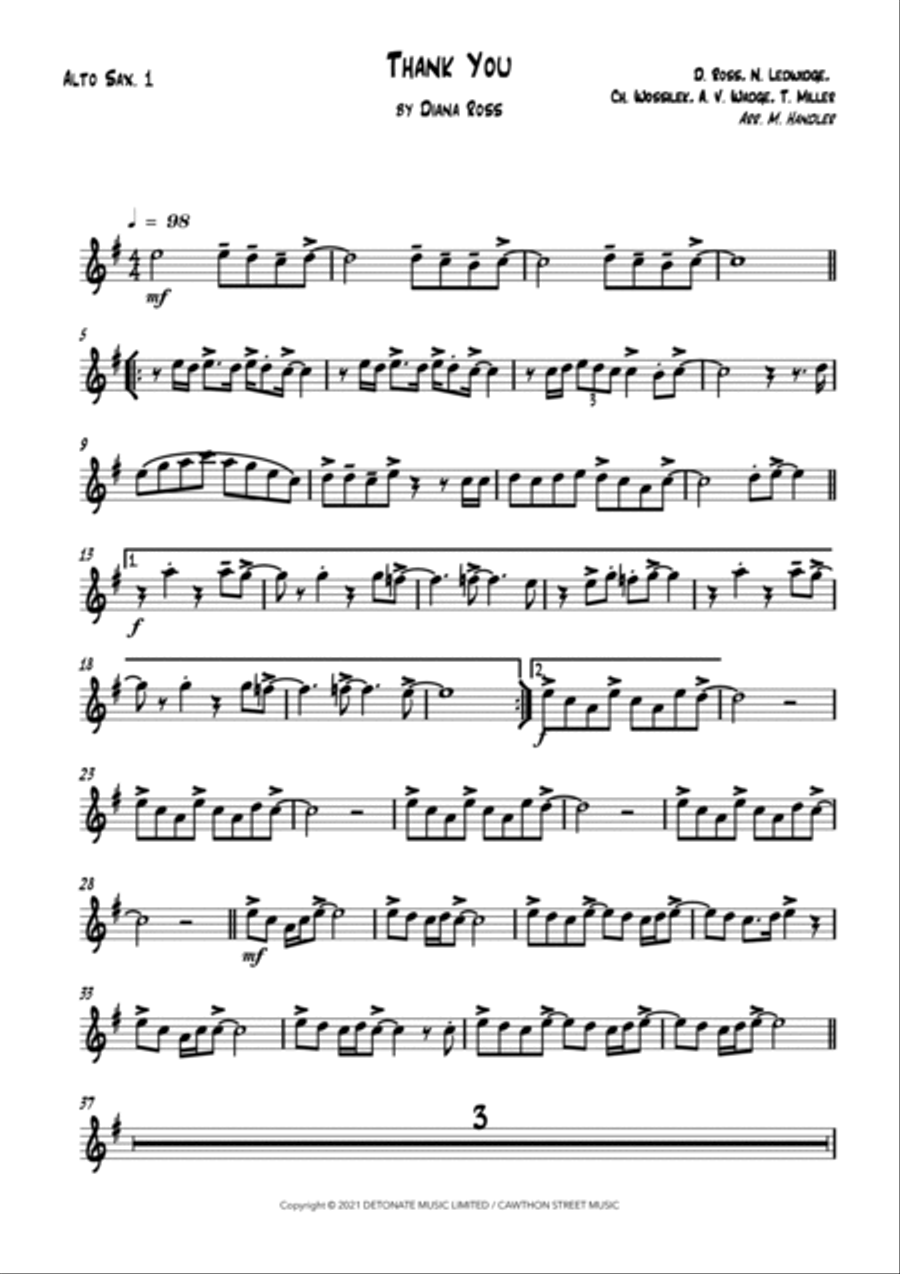 Thank You Thank You Saxophone Quartet scores gallery preview page 6