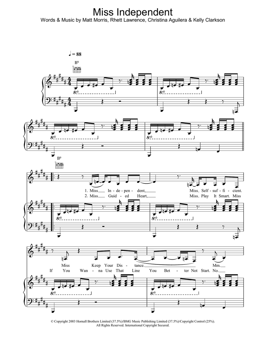 Miss Independent Piano, Vocal, Guitar scores gallery preview page 1