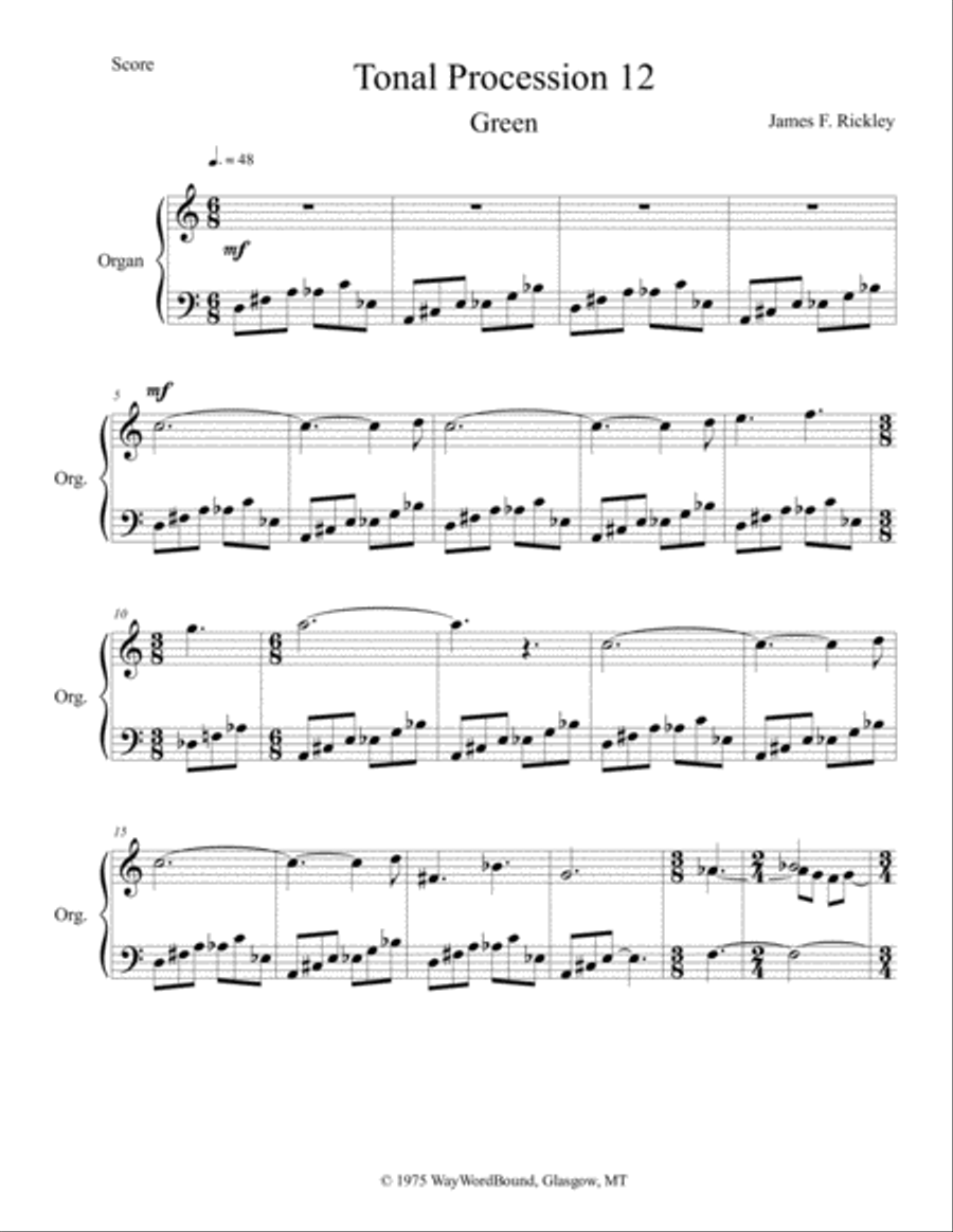 Tonal Procession 12 Green Easy Piano scores gallery preview page 1