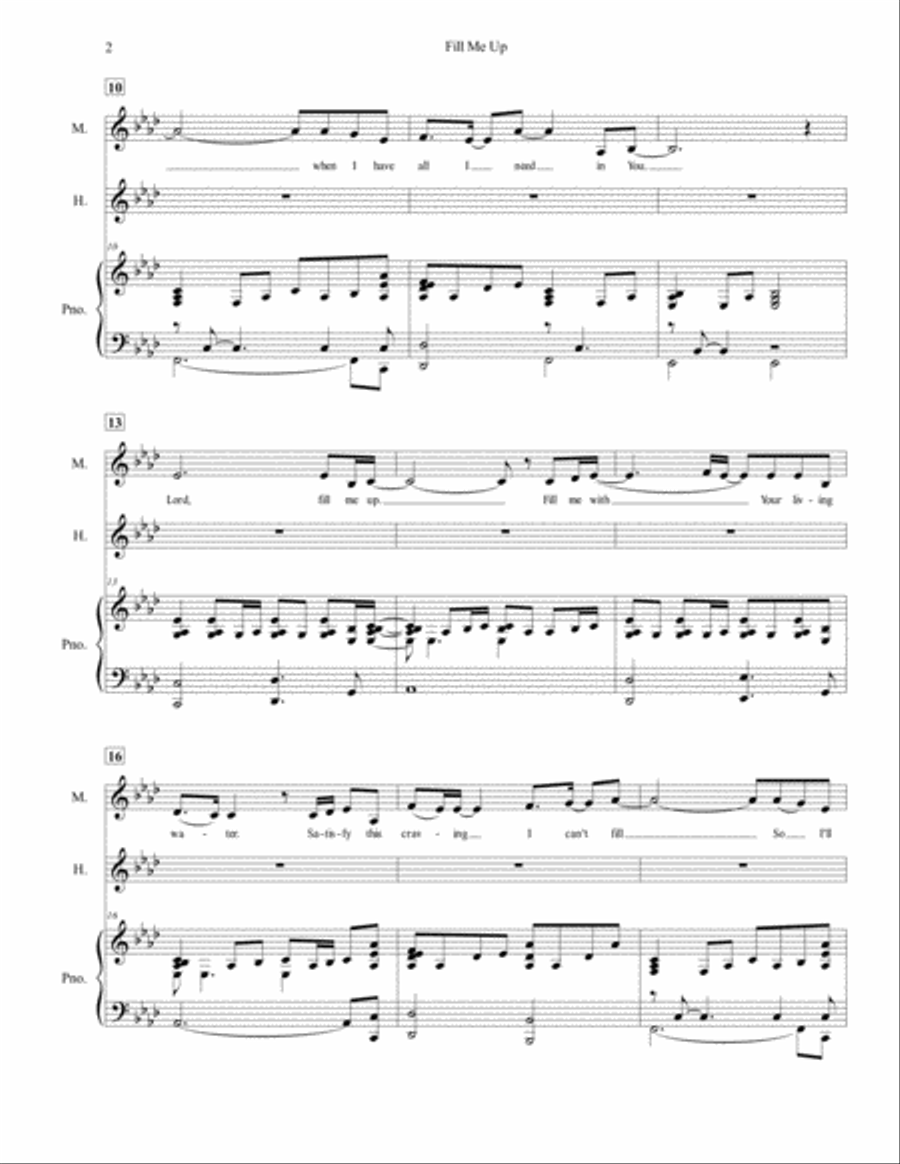 Fill Me Up, for Voice and Piano (feat. Stephanie Immordino) Small Ensemble scores gallery preview page 3