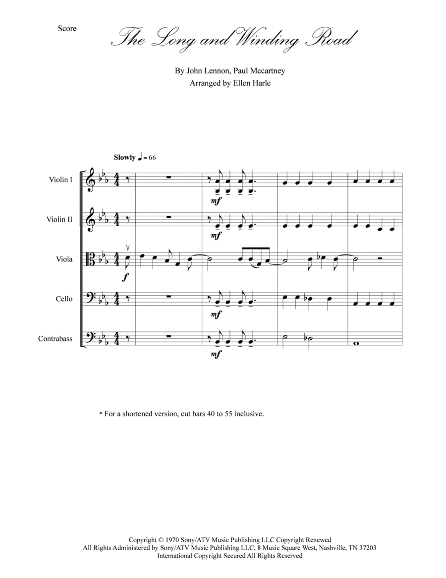 The Long And Winding Road String Orchestra scores gallery preview page 1
