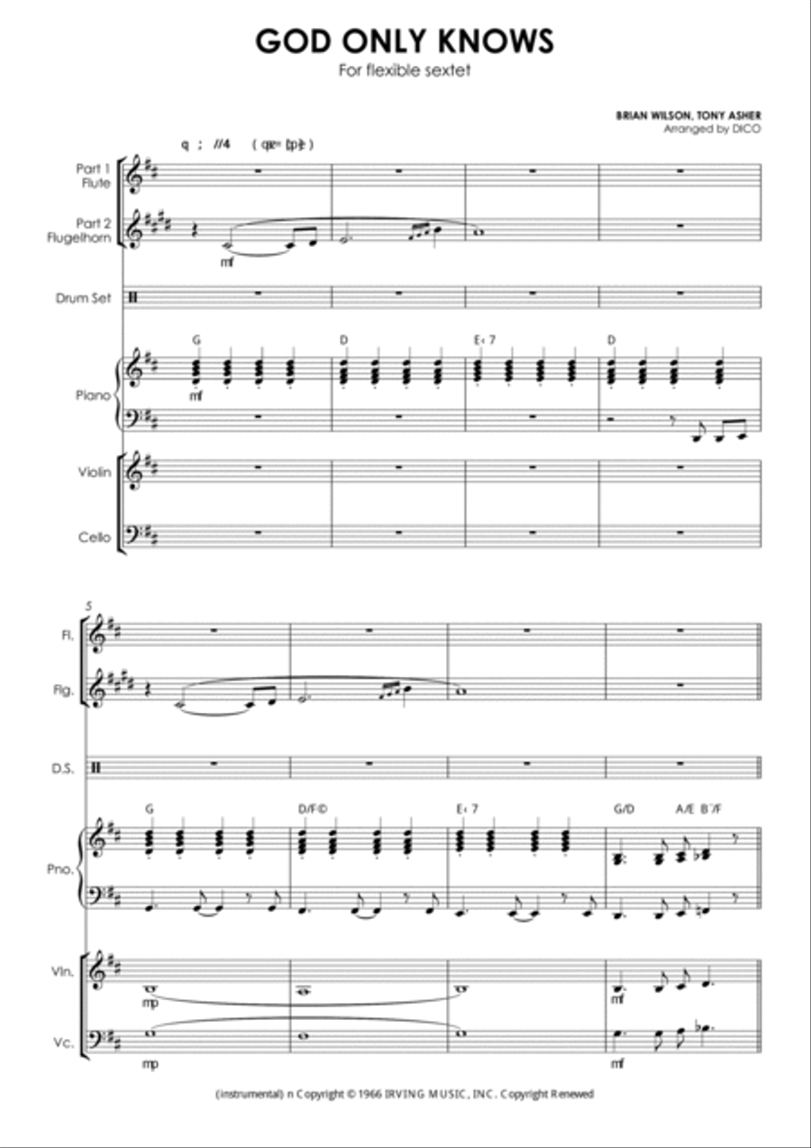 God Only Knows Small Ensemble scores gallery preview page 2