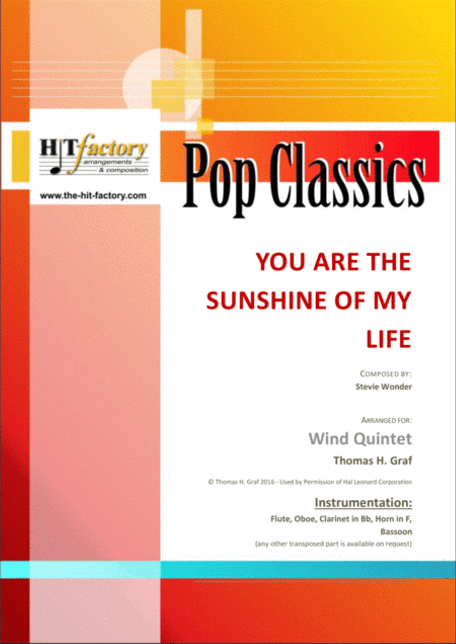 You Are The Sunshine Of My Life Woodwind Quintet scores gallery preview page 1