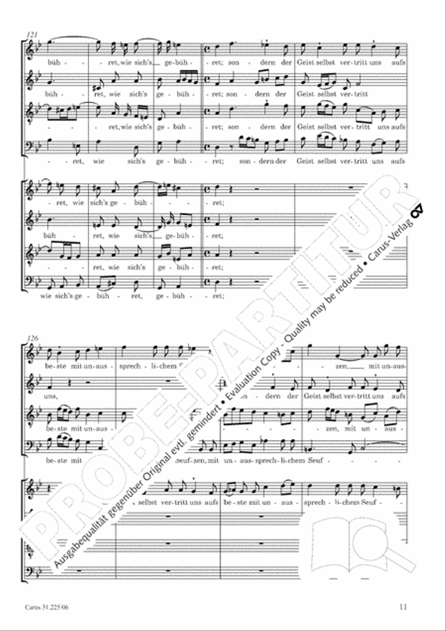 The Spirit makes our weakness strong (Der Geist hilft unser Schwachheit auf) 4-Part scores gallery preview page 12