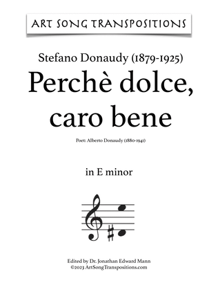 Book cover for DONAUDY: Perchè dolce, caro bene (transposed to E minor)
