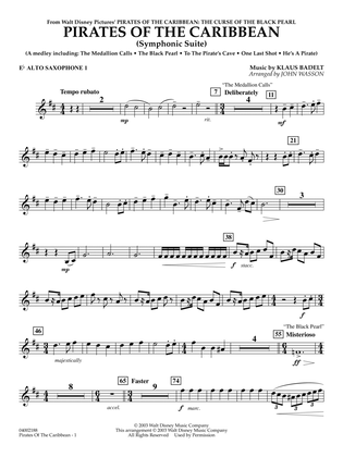 Pirates Of The Caribbean (Symphonic Suite) (arr. John Wasson) - Eb Alto Saxophone 1