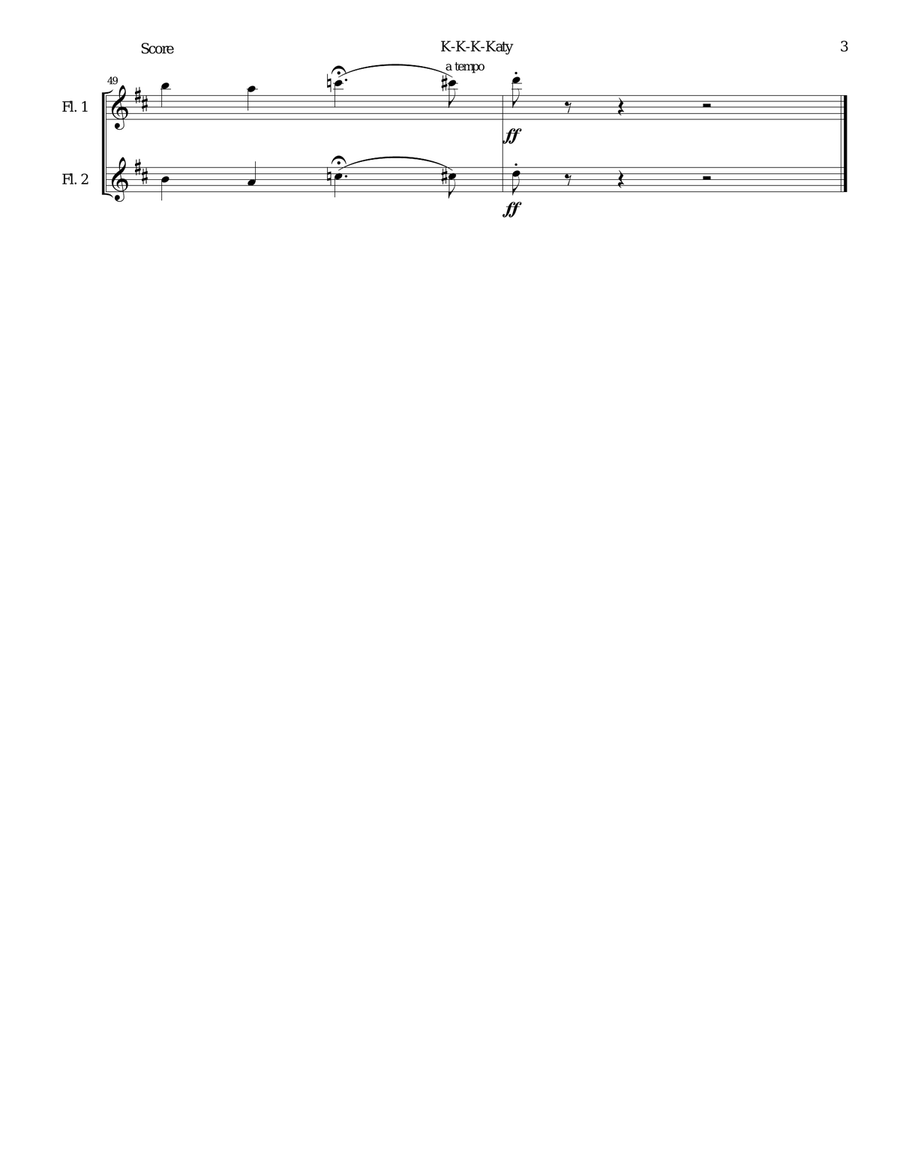 K-K-K-Katy (The stammering song) arranged for 2 flutes Flute Duet scores gallery preview page 3