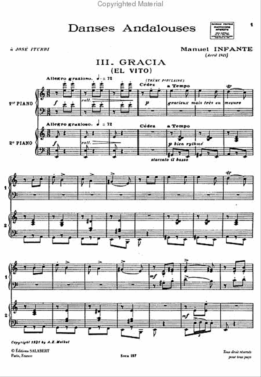 Gracia No. 3 of Danses Andalouses Piano Duet scores gallery preview page 2
